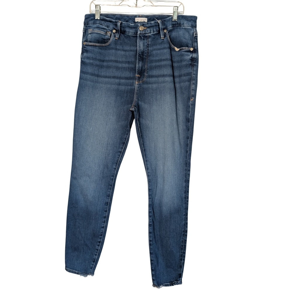 GOOD AMERICAN Good Legs High Rise Stretch Skinny Distressed Jeans Women's 16